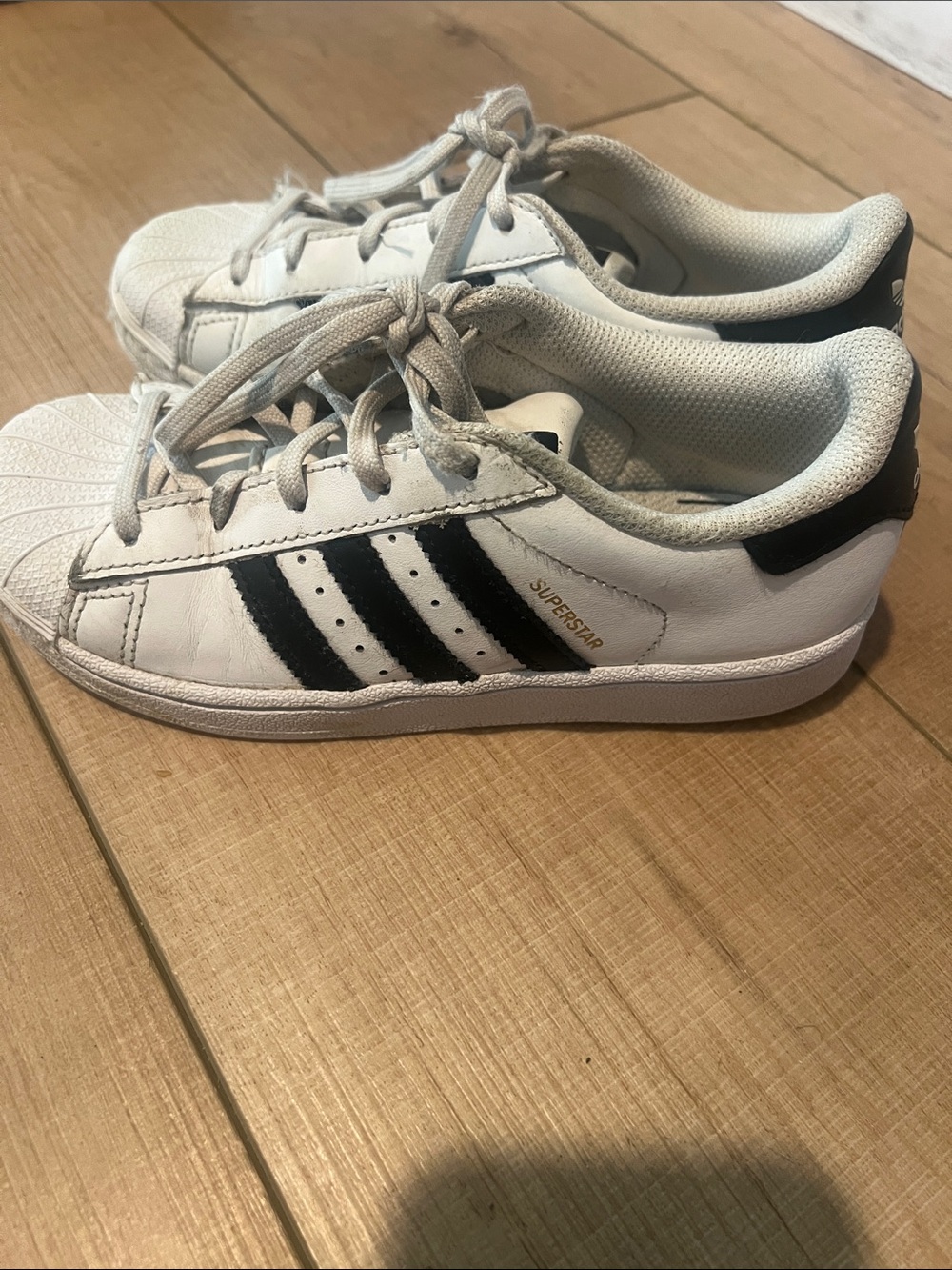 adidas Kids Superstar Sneakers - White with Black Stripes